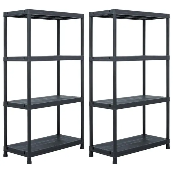 Gossi rafturi de depozitare, 2 buc. negru, 60 x 30 x 138 cm plastic