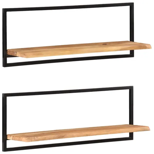 Gossi rafturi de perete 2 buc. 100x24x35 cm lemn masiv acacia/otel