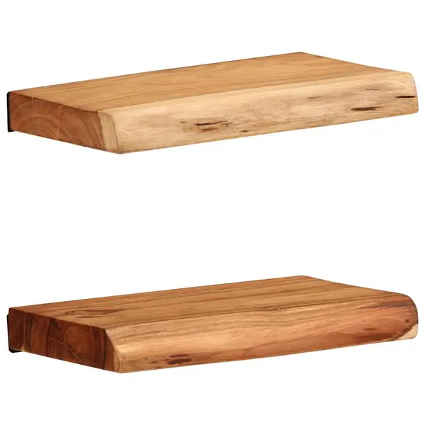 Gossi rafturi de perete, 2 buc., 30x20x3,5 cm, lemn masiv de acacia