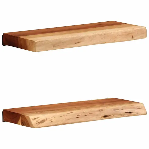 Gossi rafturi de perete 2 buc 40x20x3,5 cm lemn masiv de salcam