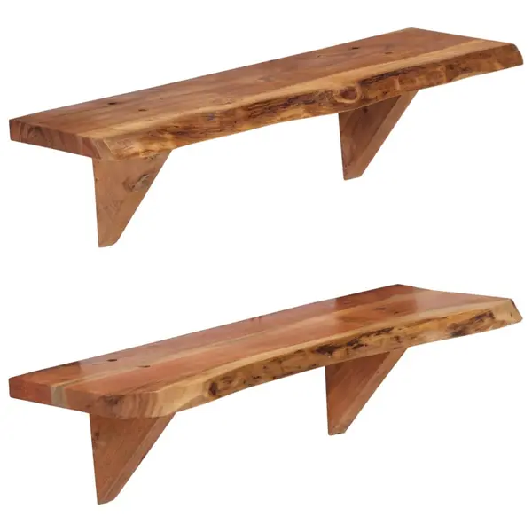 Gossi rafturi de perete, 2 buc., 60x20x18 cm, lemn masiv de acacia