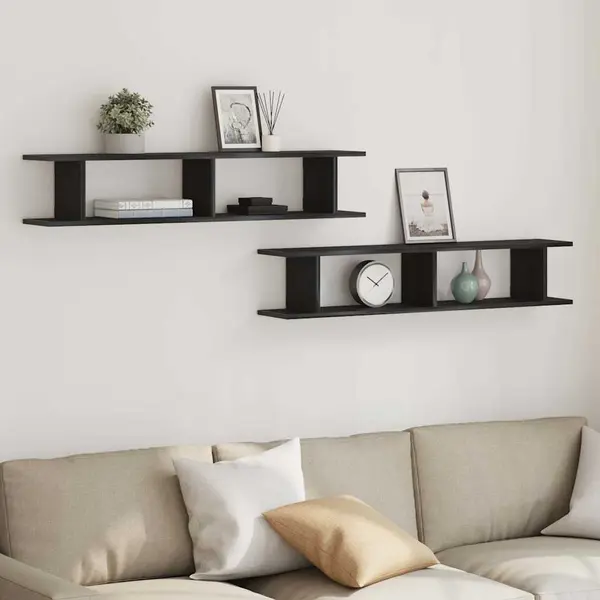 Gossi rafturi de perete 2 buc stejar negru 105x18x2 cm lemn prelucrat