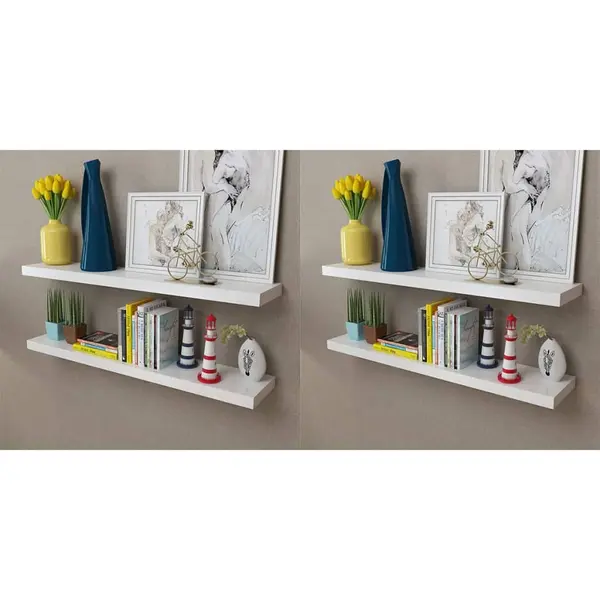 Gossi rafturi de perete, 4 buc., alb, 100 cm
