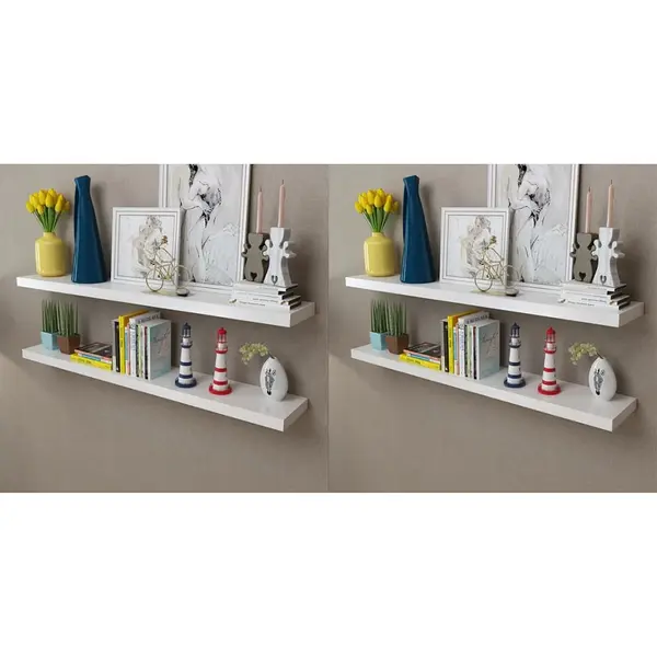 Gossi rafturi de perete, 4 buc., alb, 120 cm