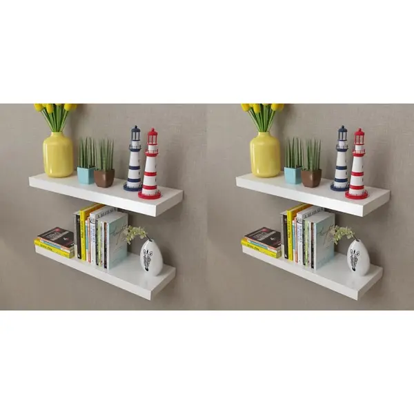 Gossi rafturi de perete, 4 buc., alb, 60 cm