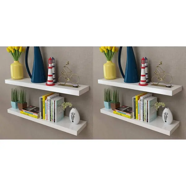 Gossi rafturi de perete, 4 buc., alb, 80 cm