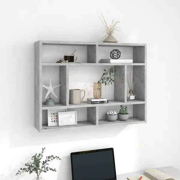 Gossi rafturi de perete, gri beton, 75x16x55 cm, lemn prelucrat
