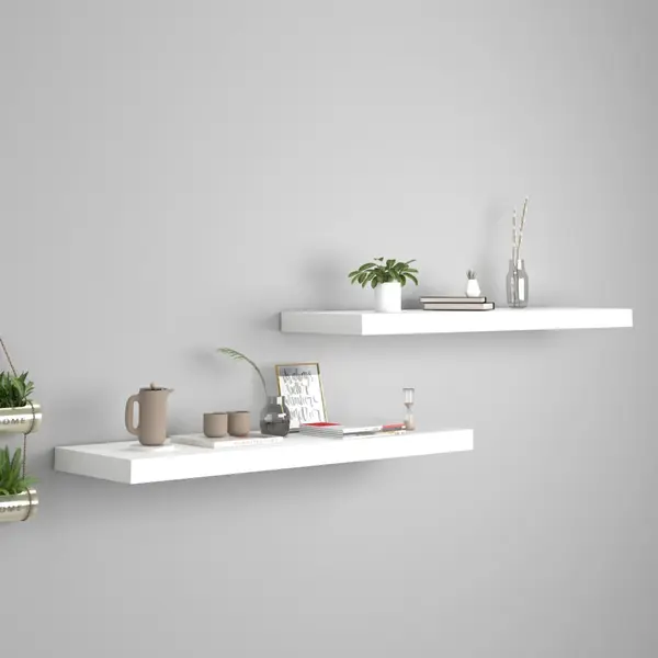 Gossi rafturi de perete suspendate, 2 buc., alb, 80x23,5x3,8 cm, mdf