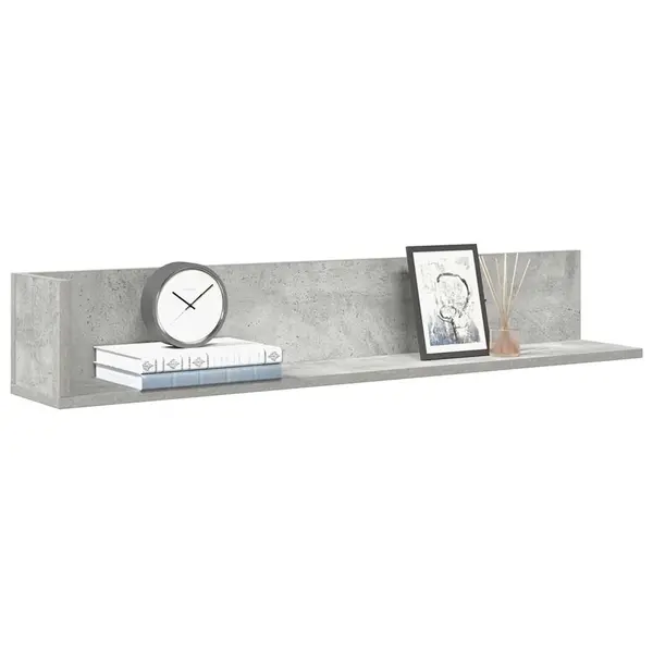 Gossi rafturi perete 2 buc. gri beton 100x16,5x16,5 cm lemn prelucrat