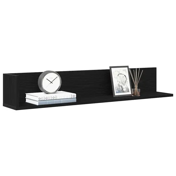 Gossi rafturi perete 2 buc. negru, 100x16,5x16,5 cm, lemn prelucrat
