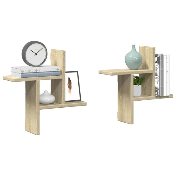 Gossi rafturi perete 2 buc. stejar sonoma 38x12x38 cm lemn prelucrat
