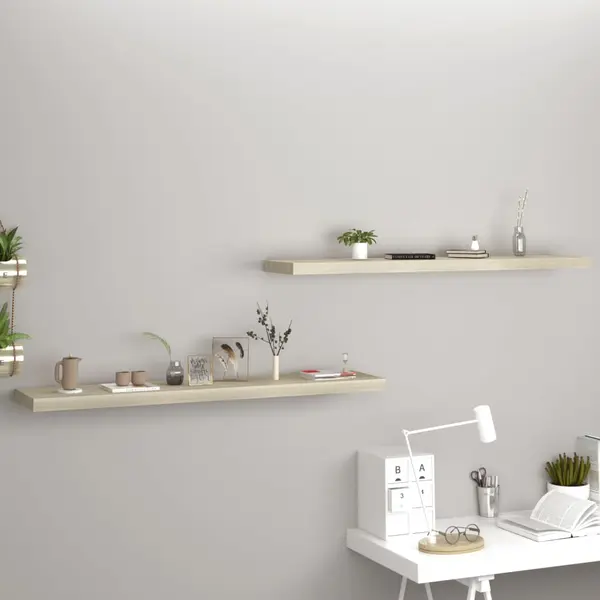 Gossi rafturi perete suspendate, 2 buc., stejar, 120x23,5x3,8 cm, mdf