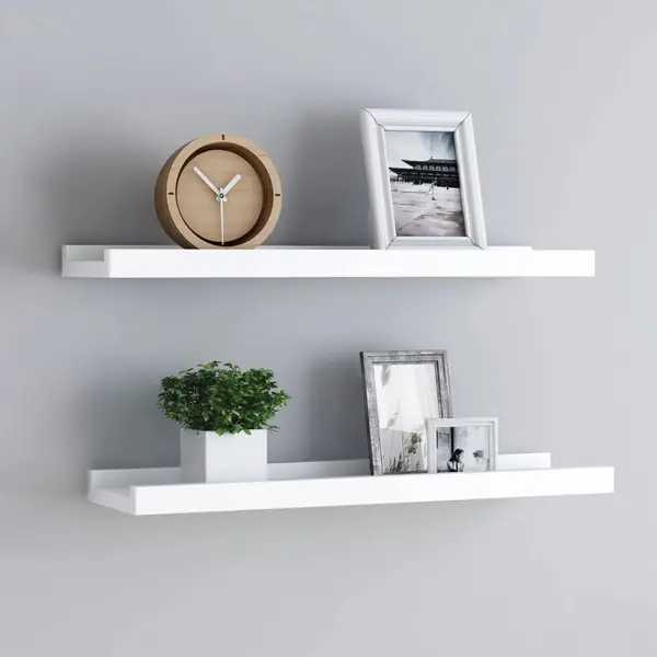 Gossi rafturi rame foto cu bordura, 2 buc., alb, 60 x 9 x 3 cm, mdf