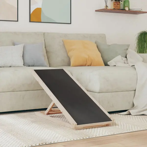 Gossi rampa pentru caini, gri, 100x40 cm, lemn masiv de brad
