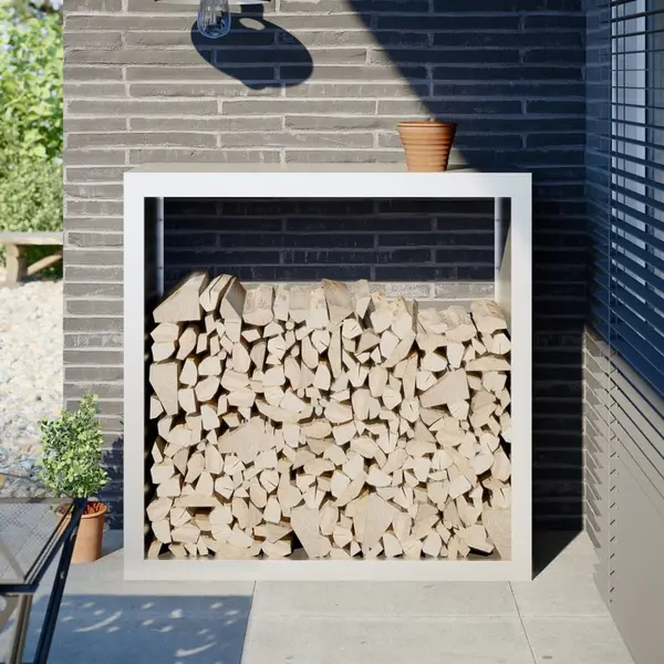 Gossi rastel pentru lemne de foc, alb, 100x40x100 cm, otel