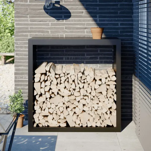 Gossi rastel pentru lemne de foc, negru, 100x40x100 cm, otel