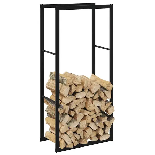 Gossi rastel pentru lemne de foc, negru, 55x30x116 cm otel