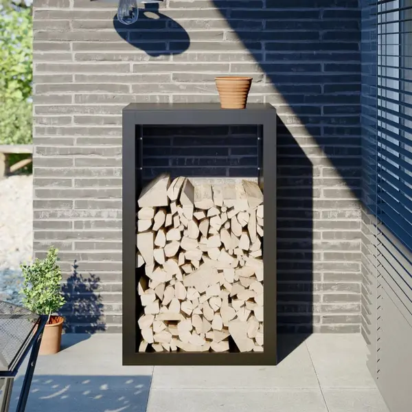 Gossi rastel pentru lemne de foc, negru, 60x40x100 cm, otel