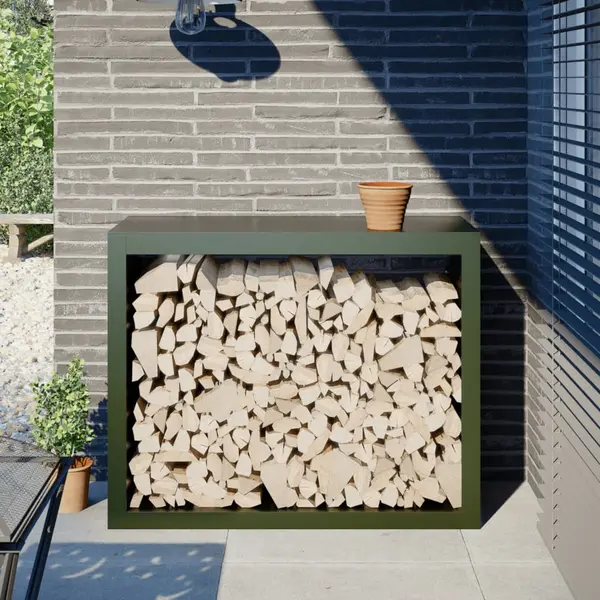 Gossi rastel pentru lemne de foc, verde, 100x40x80 cm, otel