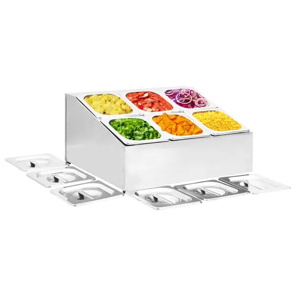 Gossi recipient gastronorm cu 6 sectiuni gn 1/6 otel inoxidabil