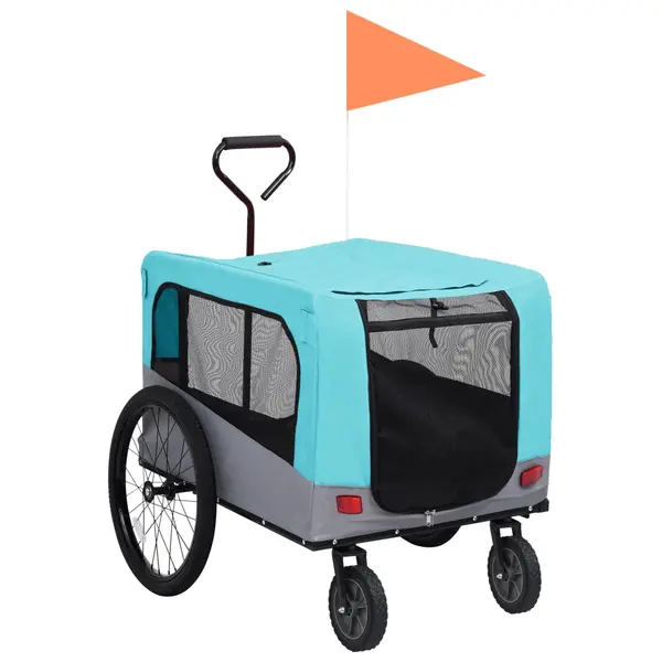 Gossi remorca bicicleta & carucior 2-in-1 animale, albastru si gri