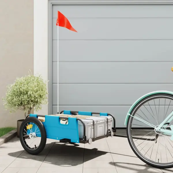 Gossi remorca de bicicleta, albastru, textil oxford si fier