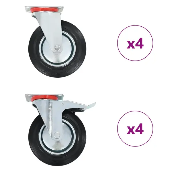 Gossi roti pivotante, 8 buc., 200 mm