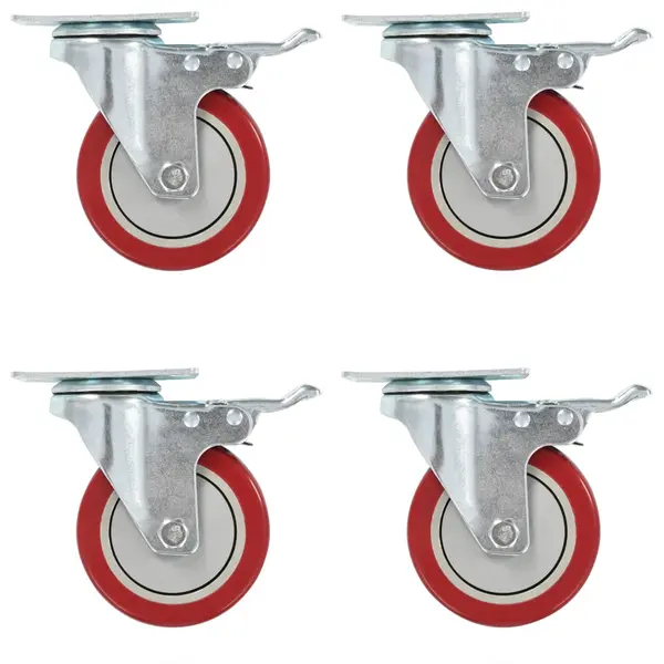 Gossi roti pivotante cu frane duble, 4 buc., 100 mm