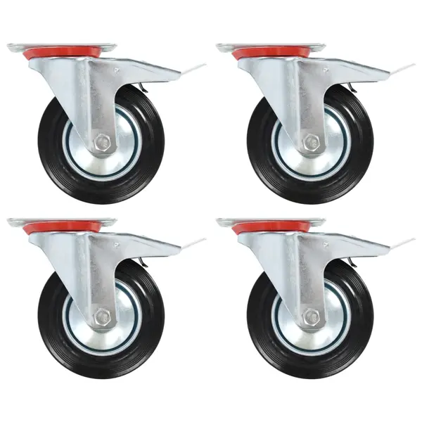 Gossi roti pivotante cu frane duble, 4 buc., 160 mm