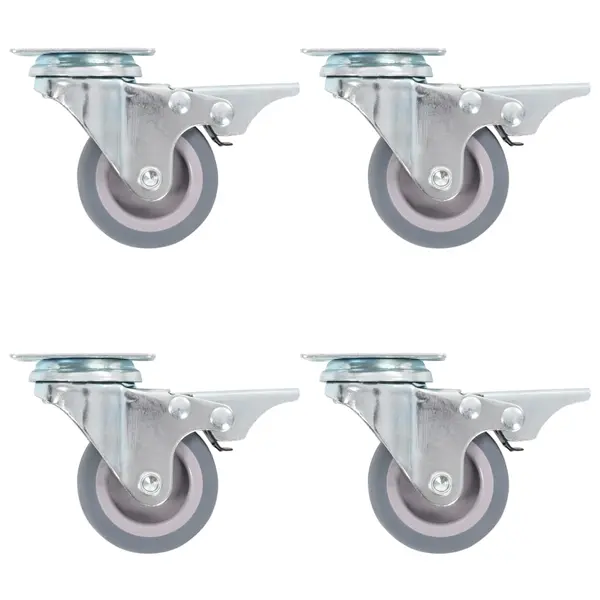 Gossi roti pivotante cu frane duble, 4 buc., 50 mm