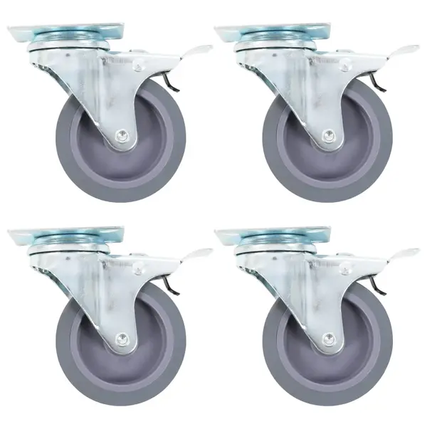 Gossi roti pivotante cu frane duble, 4 buc., 75 mm