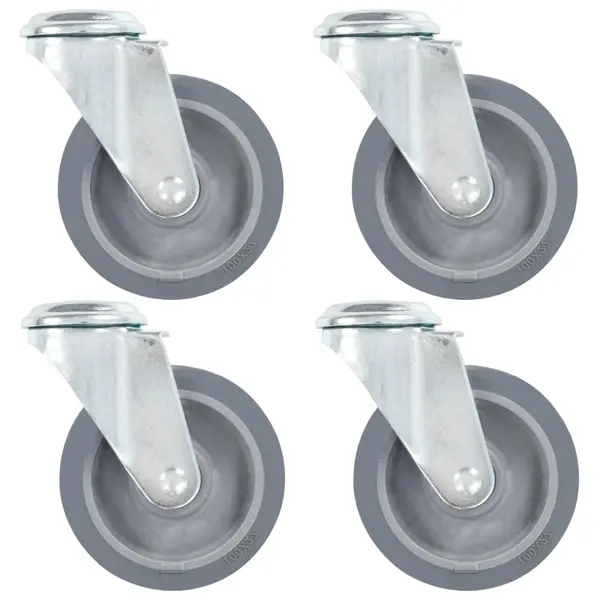 Gossi roti pivotante cu gaura pentru surub, 4 buc., 100 mm