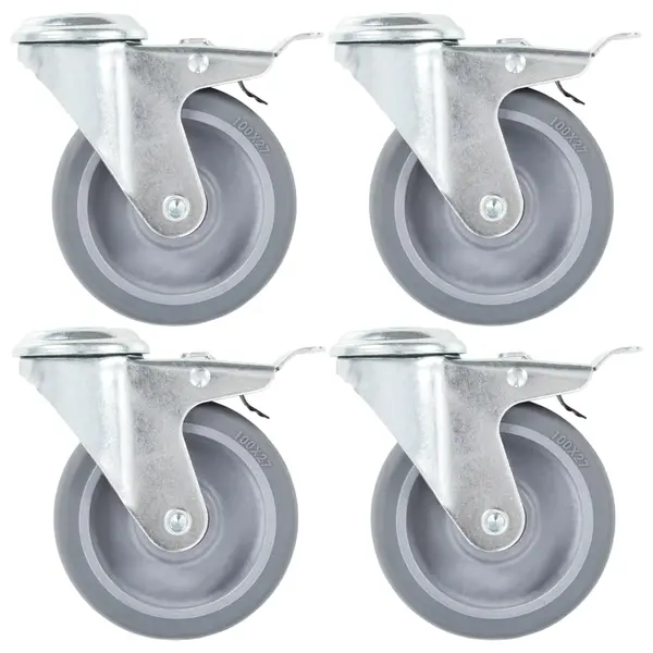 Gossi roti pivotante cu gaura pentru surub, 8 buc., 100 mm