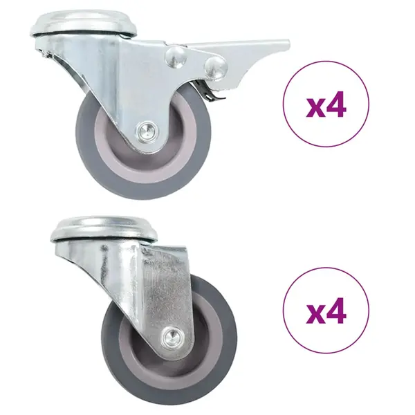 Gossi roti pivotante cu gaura pentru surub, 8 buc., 50 mm