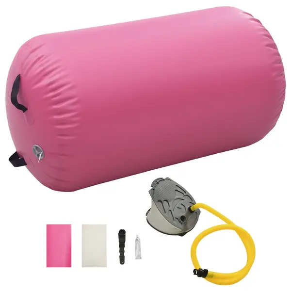 Gossi rulou de gimnastica gonflabil cu pompa, roz, 100 x 60 cm, pvc