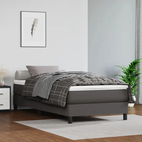 Gossi saltea cu arcuri buzunar copii gri 80x160 cm piele artificiala