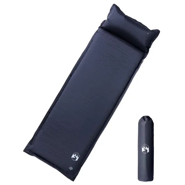 Gossi saltea de camping auto-gonflabila, cu perna, 1 persoana, gri