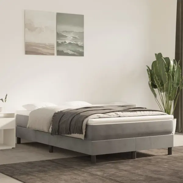 Gossi saltea de pat cu arcuri, gri deschis, 120x220x20 cm, catifea