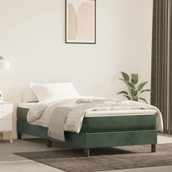 Gossi saltea de pat cu arcuri, verde inchis, 80x220x20 cm, catifea