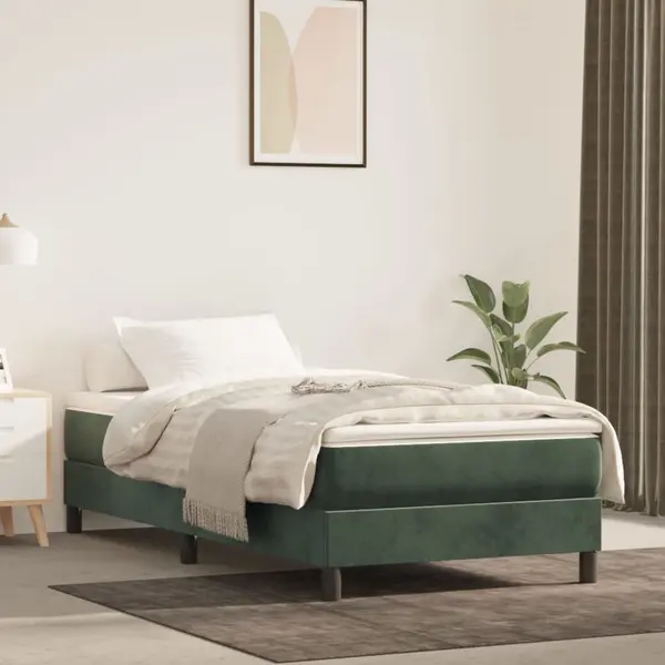 Gossi saltea de pat cu arcuri, verde inchis, 90x190x20 cm, catifea