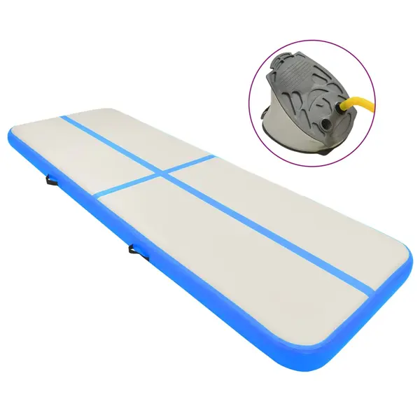 Gossi saltea gimnastica gonflabila cu pompa albastru 300x100x20cm pvc
