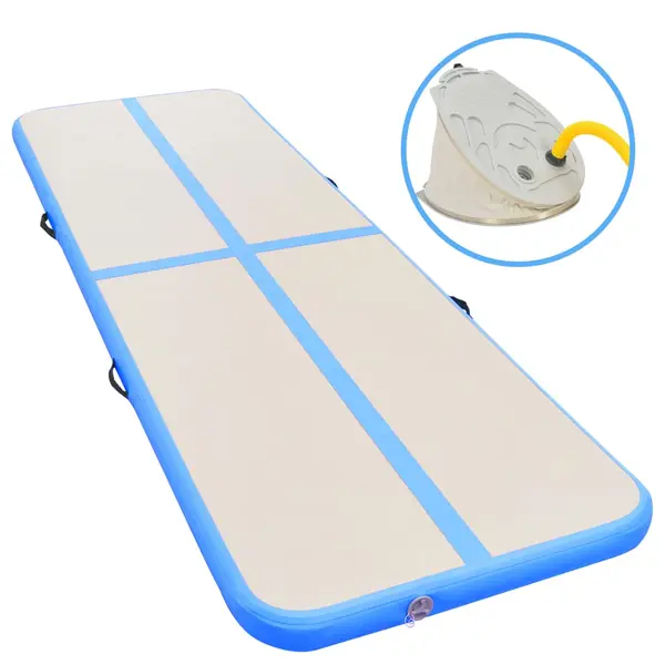 Gossi saltea gimnastica gonflabila cu pompa albastru 300x100x10cm pvc