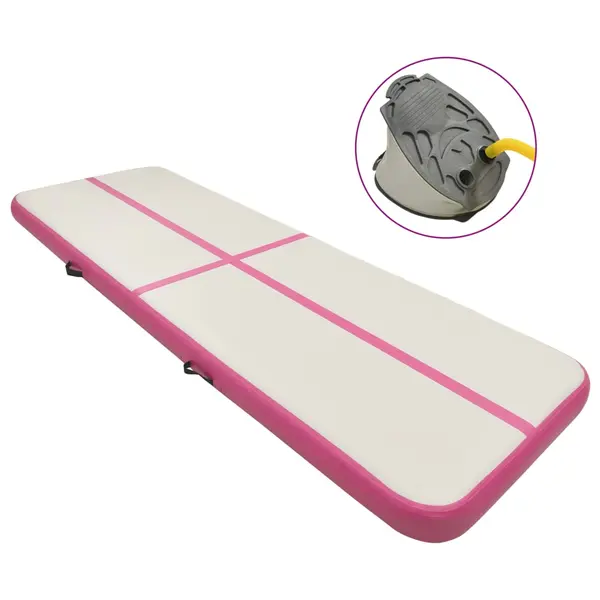 Gossi saltea gimnastica gonflabila cu pompa roz 400x100x20 cm pvc