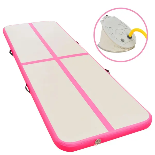 Gossi saltea gimnastica gonflabila cu pompa roz 500x100x10cm pvc