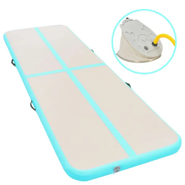 Gossi saltea gimnastica gonflabila cu pompa verde 400x100x10cm pvc