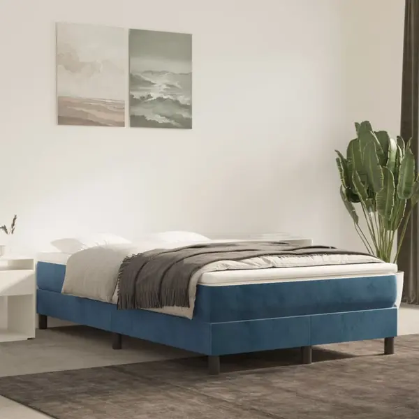 Gossi saltea pat cu arcuri, albastru inchis, 120x210x20 cm, catifea