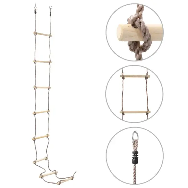 Gossi scara din franghie pentru copii, 290 cm, lemn