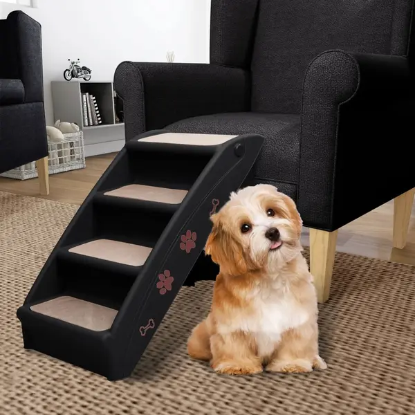 Gossi scara pentru caini pliabila, negru, 62 x 40 x 49,5 cm