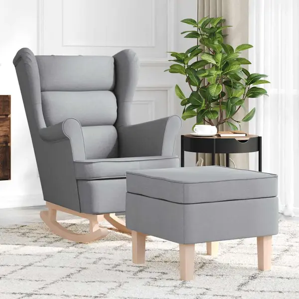 Gossi scaun balansoar cu taburet, gri deschis, textil