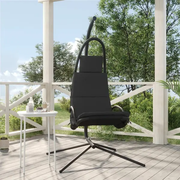 Gossi scaun balansoar gradina cu perna gri inchis, textil oxford/otel